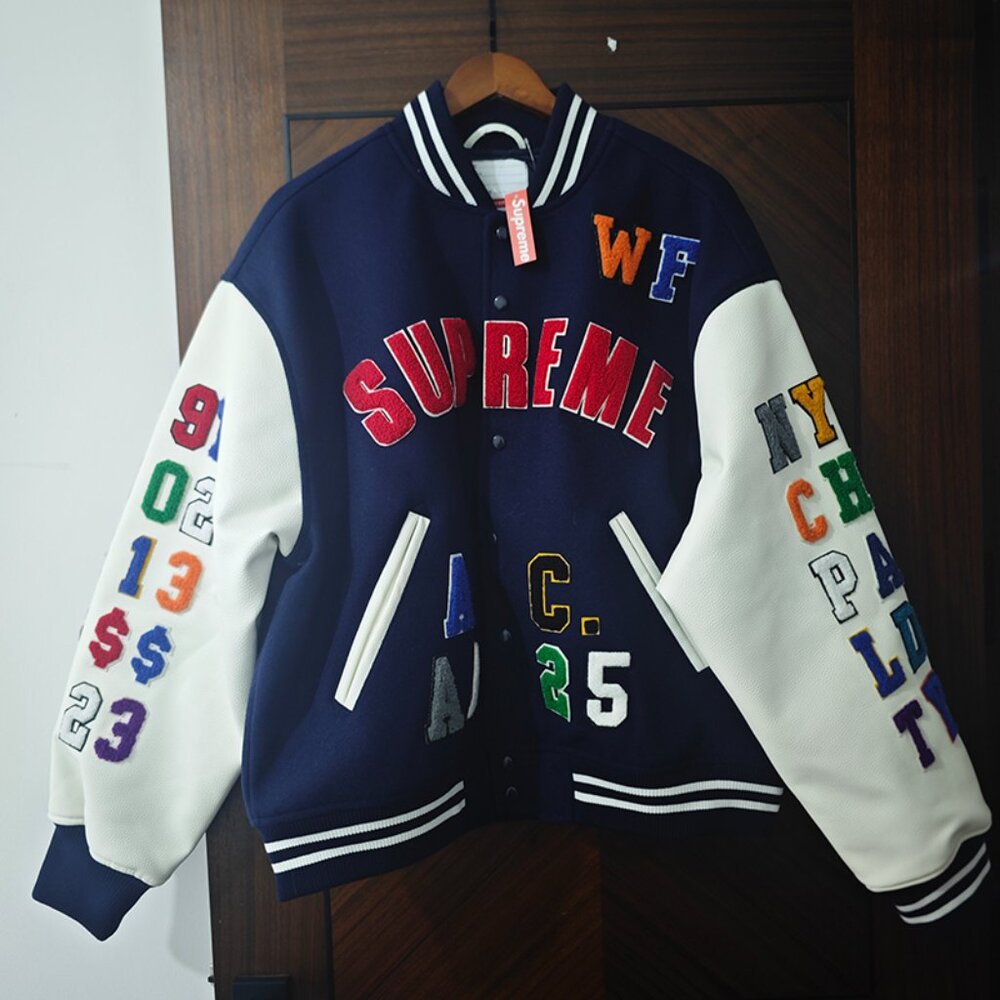 Supreme Appliqué Embroidered Baseball Jacket